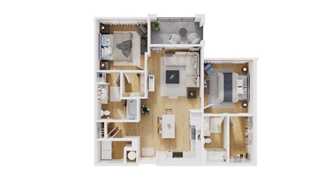 Floor plan for 2 beds, 2 baths, 1092 sqft